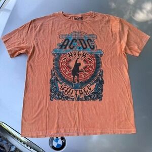 Orange tye dye ACDC band tee Led Zeppelin production